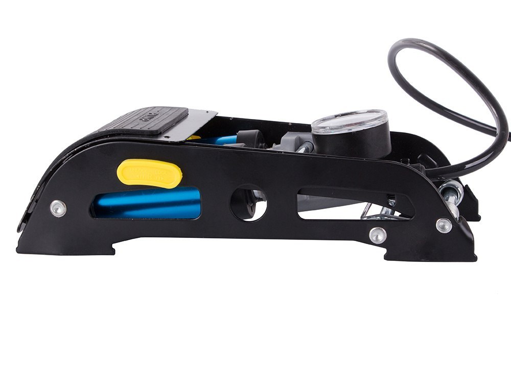 POMPKA SAMOCHODOWA NOŻNA DWUTŁOKOWA KOŃCOWKI ROWER AUTO DO PIŁEK MATERACA